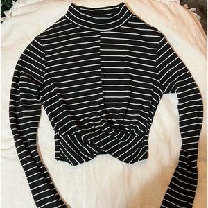 TopShop Striped Fitted Crop Top